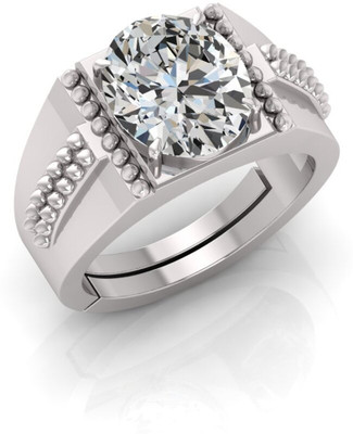 Pranjal Gems 14.25 Ratti Zircon Gemstone Adjustable Ring With Lab CertificateAG Stone Zircon Silver Plated Ring