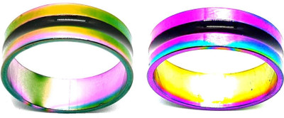 Dynamic Retail Global Set of 2 Rings for Men & Women, Multicolor-Multicolor Brass Ring
