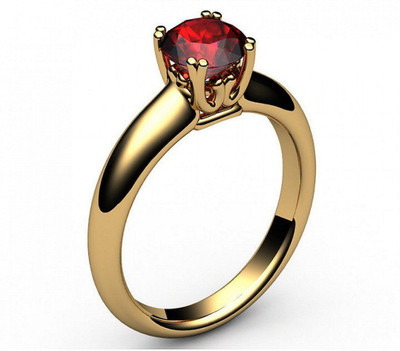 Gemzonite Natural Gold Plated Ruby Ring Stone Ruby Gold Plated Ring