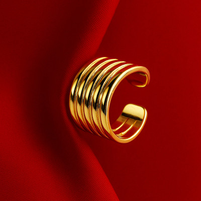 Dressberry Modern Unique Gold Statement Ring for Women - Adjustable | Anti Tarnish Stainless Steel Gold Plated Ring