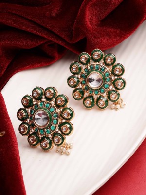 SAIYONI Floral Kundan ring |Meena work Kundan ring |Kundan finger ring Alloy Gold Plated Ring Set