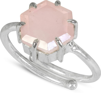 CRYSTU Certified Narural Rose Quartz Gemstone Adjustable Ring for Unisex Crystal, Stone Quartz Ring