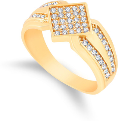 Mahi creations Brass Diamond Gold Plated Ring