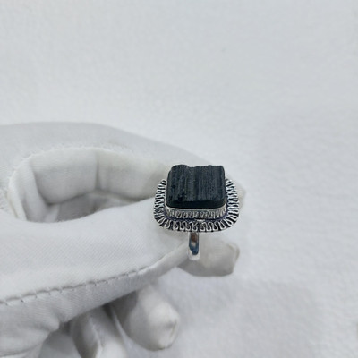 Seh NATURAL BLACK TOURMALINE SQUARE RING PACK OF 1 Brass Tourmaline Ring