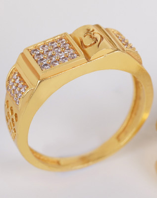 GORASH CREATION Brass Cubic Zirconia Gold Plated Ring