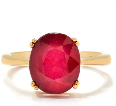 Gemzonite Ruby Beautifully Crafted For Ring Brass Ruby Silver Plated Ring