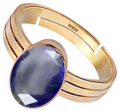 AQUAGEMS Iolite (Neeli) 9.25 Ratti or 8.50 Ct Panchdhatu (5 Metal) Women Adjustable Stone Ring