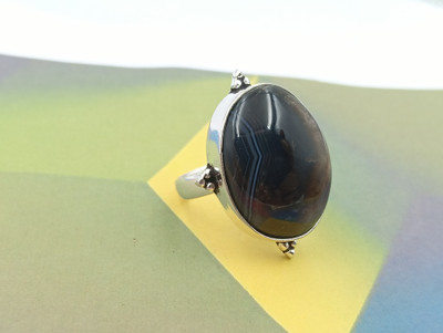 ShrimJewels Oxidised Onyx Statement Ring for Women and Girls Brass Onyx Copper Plated Ring