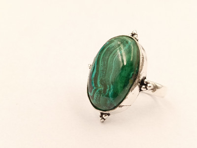 ShrimJewels Oxidised Malachite Statement Ring for Women and Girls Brass Malachite Copper Plated Ring