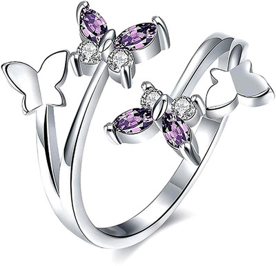Dressberry Latest Pattern Stylish Silver Ring for Girls and Women Stainless Steel Silver Plated Ring