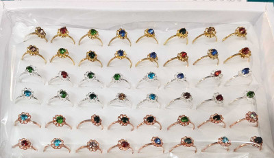 DIVINE 48 Multicolor Nag, Stone Rings for Girls, Women.(1 Box 48 Rings) Alloy Ring
