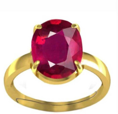 Gemzonite Metal Ruby Gold Plated Ring
