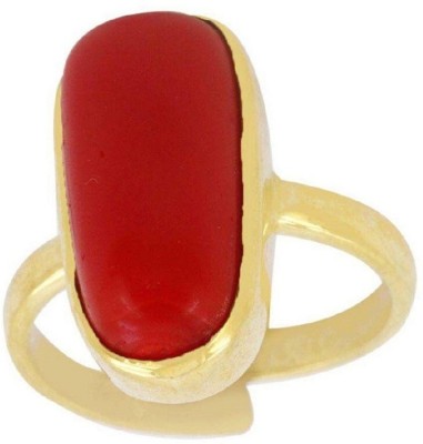 Gemzonite Natural coral ring unheated gemstone munga gold plated Copper Coral Gold Plated Ring