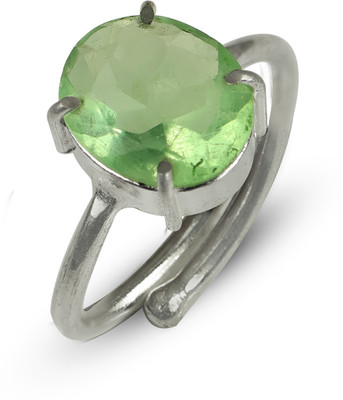 CRYSTU Green Fluorite Gemstone Adujstable Ring With Natural Stone Ring Gift For Unisex Stone, Silver Ring