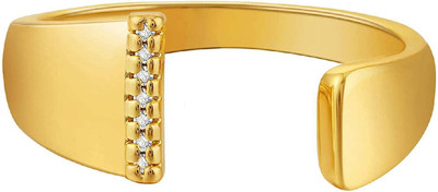 ZIVOM Initial Alphabets Letter I American Diamond Adjustable Copper Cubic Zirconia Gold Plated Ring