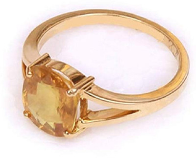 RATAN BAZAAR Ratan Bazaar Very Pure Yellow Sapphire Ring Copper Sapphire Gold Plated Ring