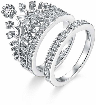 Univocean Silver Metal Queen Crown Pattern Ring Stainless Steel Ring
