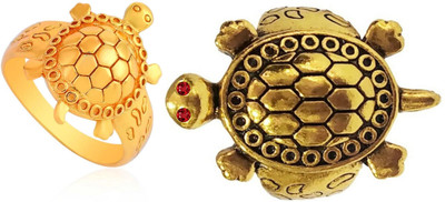 Dynamic Retail Global Tortoise Turtle Kachua Meru Ring for Men Women Boys Girl Vastu Fengshui R-A1 Brass Gold Plated Ring