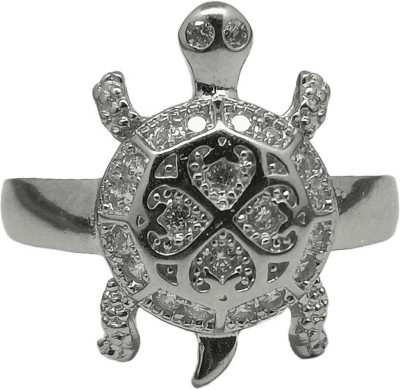 gautam gems 92.5 Sterling Silver Good Luck Turtle Finger Ring Embellished with CZs Sterling Silver Cubic Zirconia Ring