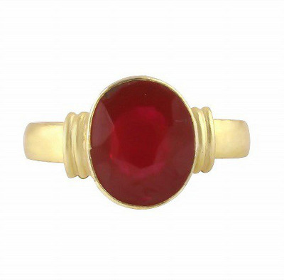 RATAN BAZAR Natural Ruby Stone Ring Lab Certified Adjustable Ring Copper Ruby Gold Plated Ring