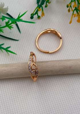 Mahi creations Brass Diamond Gold Plated Ring