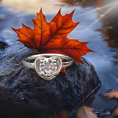 The Velvet Box Women Love Shaped Silver Ring