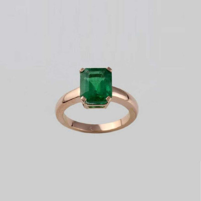Chopra Gems Emerald Panna Ring Certified Loose Gemstone Ring Brass Emerald Gold Plated Ring