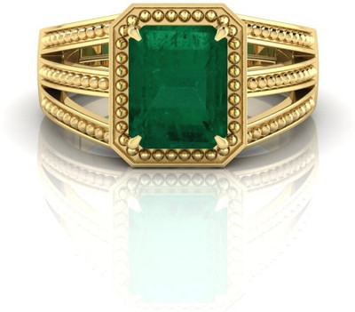 Pranjal Gems Natural 12.25 Ratti Panna Emerald Gold Shell Emerald Ring
