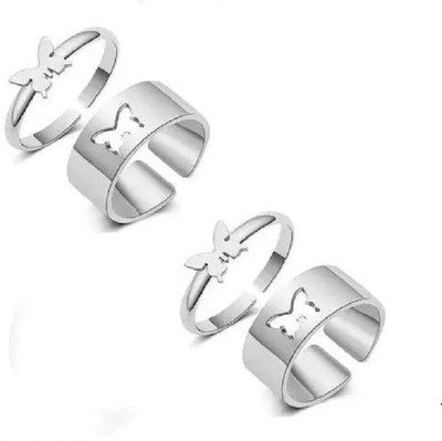 triplesix Butterfly Couple Ring Steel Ring Set