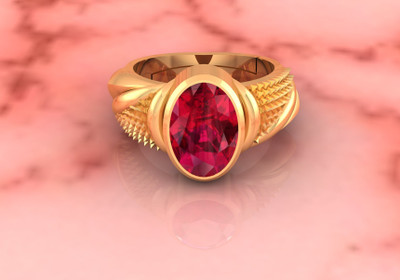 SIDHGEMS SIDHGEMS 10.25 Ratti 9.00 Crt Natural Burma Ruby Manik 925 Sterling Silver Ruby Gold Plated Ring
