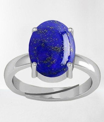 KUSHMIWAL GEMS 10.00 Ratti /9.00 Cara Original Lab Certified Brass Lapis Lazuli Silver Plated Ring