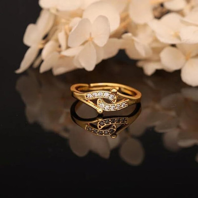 Divastri 1 Adjustable ring Alloy Diamond Gold Plated Ring