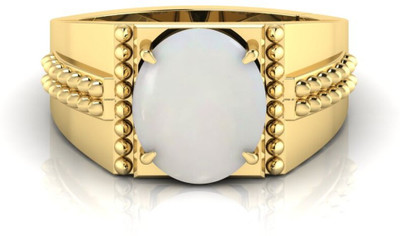 TODANI JEMS 9.25 Ratti Opal Gemstone Adjustable Ring With Lab CertificateF Stone Opal Brass Plated Ring