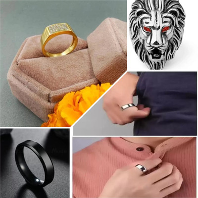 house of common Stylish Rings Alloy Cubic Zirconia Gold, Titanium, Sterling Silver Plated Ring Set