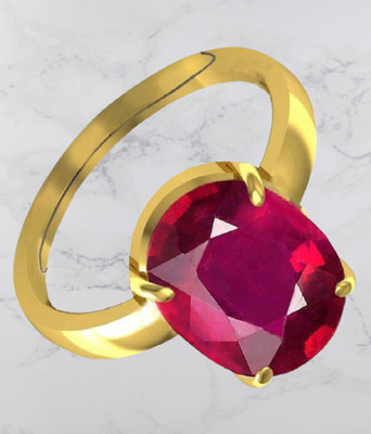 THE UNIQUE KART 6.25 Ratti Burma Ruby Manik Gemstone Ring A1 Quality Stone Ruby Brass Plated Ring