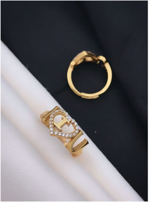 mahi creation Free Size wedding Diamond Gold Ring for Women And Girls Alloy, Copper Gold Plated Ring