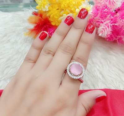 house of common Vedansh Enterprises Stylish Silver Plated Cubic Zirconia Studded Finger Ring Alloy Cubic Zirconia Sterling Silver Plated Ring