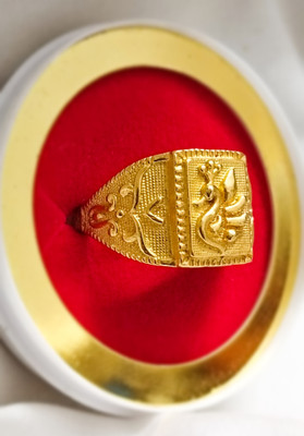PARAVATIBAA ENTERPRISE Fancy peacock ring for man and boys / trending golden ring Brass Gold Plated Ring