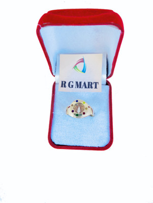 R G MART Ashtadhatu Shriyantra Shank 7 Stone With Para Brass Gold Plated Ring