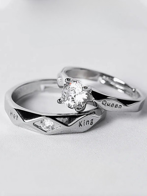 RAPPERSSHOP Couple Rings & Heart Bracelet for Girlfriend and Boyfriend Alloy Cubic Zirconia Ring Set