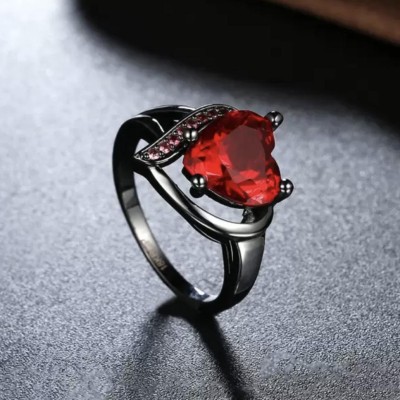 Devora Devora Adjustable heart shape valentine special ring for women and girls Stainless Steel Rhodium Plated Ring