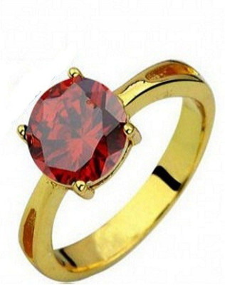 Gemzonite Ruby Ring Certified Manik Astrological Stone Stone Ruby Gold Plated Ring