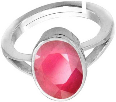 Gemzonite Ruby Beautifully Crafted For Ring Brass Ruby Silver Plated Ring