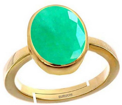Suruchi Gems & Jewels Emerald (Panna) 4.25 Ratti or 4 Ct Gemstone For Men Five Metal Adjustable Metal Ring