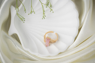 Vosgi Brass Quartz Gold Plated Ring