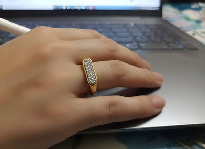Vivity Stylish Rectangle Sleek Signet 18K Alloy Cubic Zirconia Gold Plated Ring
