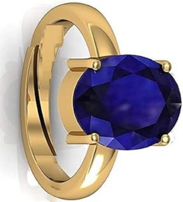 Sidharth Gems 10.25 Ratti 9.00 Crt Natural Ceylon Blue Sapphire Ring Neelam GemStone Brass Sapphire Gold Plated Ring