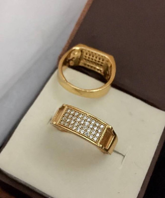 Mahi creations Brass Diamond Gold Plated Ring