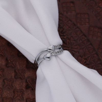 Dressberry Silver Plated American Diamond Adjustable Finger Ring for Women and Girls Brass Diamond Silver Plated Ring