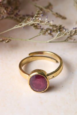 STUDIO VAIDIK Certified Real Ruby Manik 5.25 Ratti in ashtadhatu metal Alloy Ruby Gold Plated Ring